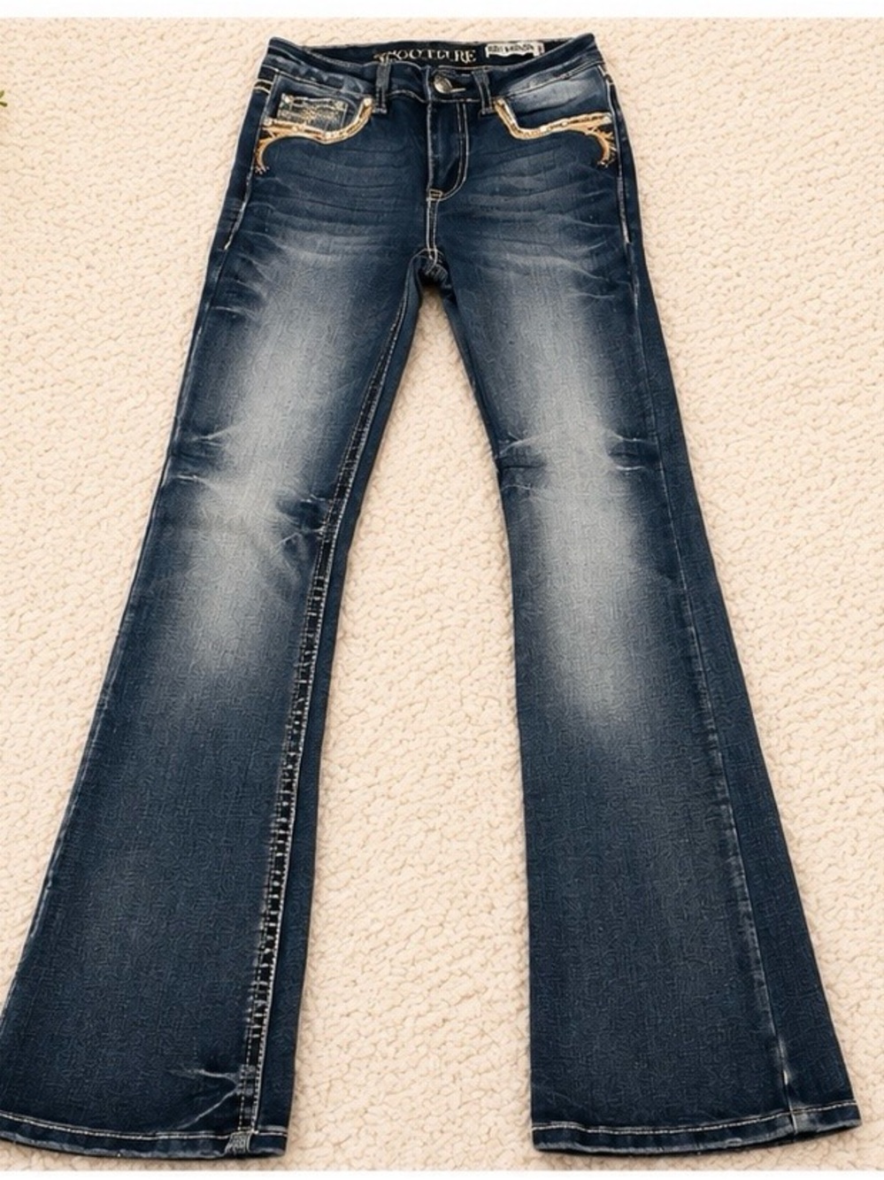 Sexy Couture Navy Flare Jeans with Contrast Trim